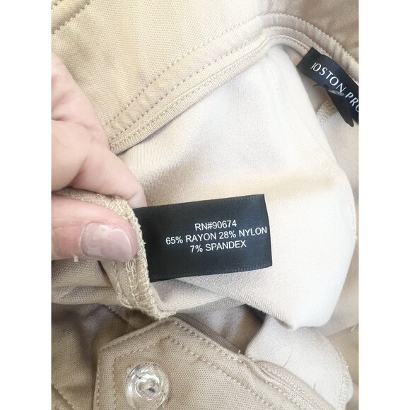 Boston Proper Size 12 Wide Leg Ponte Knit Stretch Pants Travel Comfort Large Tan - Picture 7 of 9